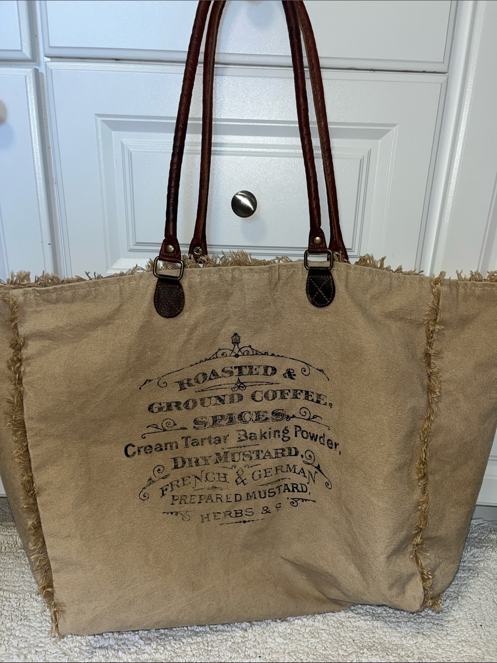 Vintage Addiction Large Canvas Coffee Market Tote Bag